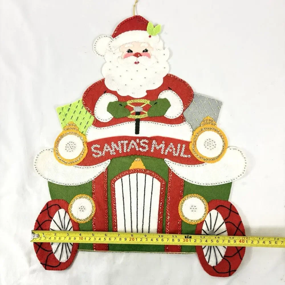 Vintage Bucilla Completed Handmade Santa's Mail Wall Hanging Felt Sequins Beads
